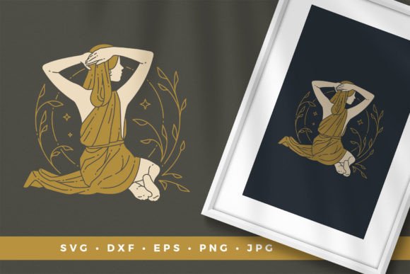 Bohemian Woman in Floral Ornament: A Graphic Design Asset for Modern Illustrations