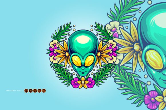 Botanical Summer Floral Alien Head SVG: Graphics & Illustrations Review