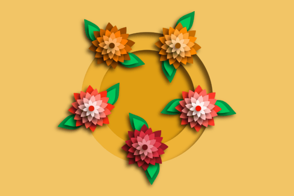Colorful Floral Paper Cut Design for Graphics and Illustrations