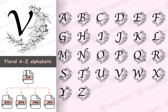 Floral a-Z Alphabet: Premium Graphics & Illustrations for Designers