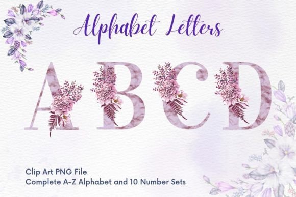 Floral Alphabet Sublimation Pink Marble: Graphics & Illustrations Review