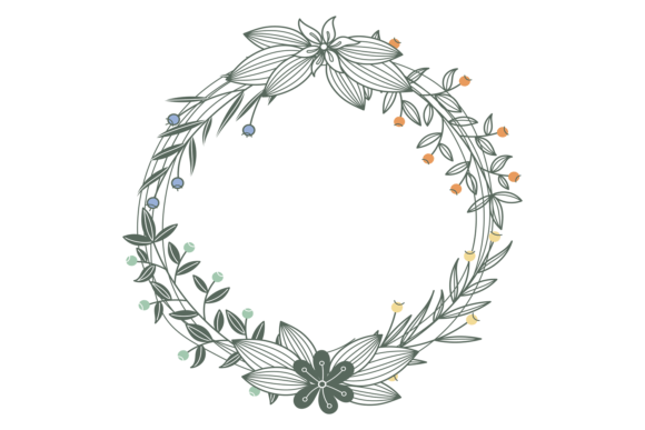 Floral Branch Wreath with Flowers. Decor: A Graphics and Illustrations Review