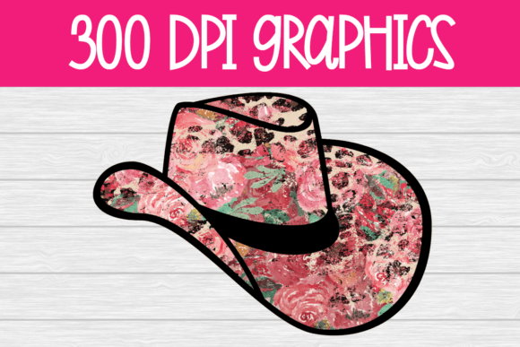 Floral Cheetah Cowboy Hat Png Clipart for Graphics & Illustrations