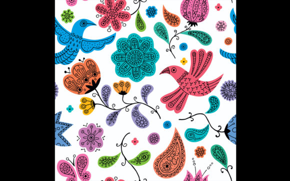 Floral Doodles Pattern: Vibrant Graphics for Local Illustrations