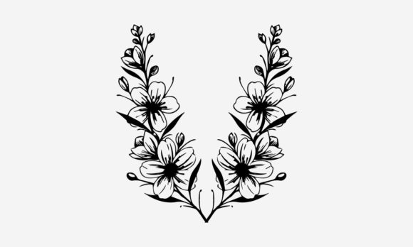 Floral Line Art Leaves and Branch Svg for Graphics & Illustrations