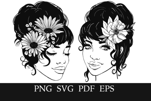 Floral Messy Buns and Beautiful Women Graphics