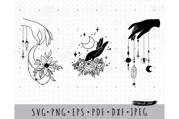 Floral Moon Witches Hands SVG Bundle: Graphics & Illustrations Review