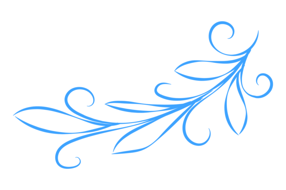 Floral Motif in Blue Line Style. Doodle Graphics for Illustrations