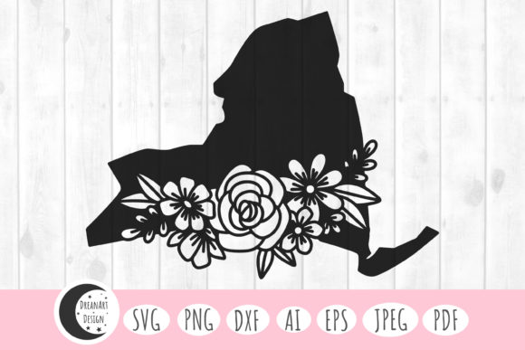 Floral New York State Design SVG PNG Graphics & Illustrations