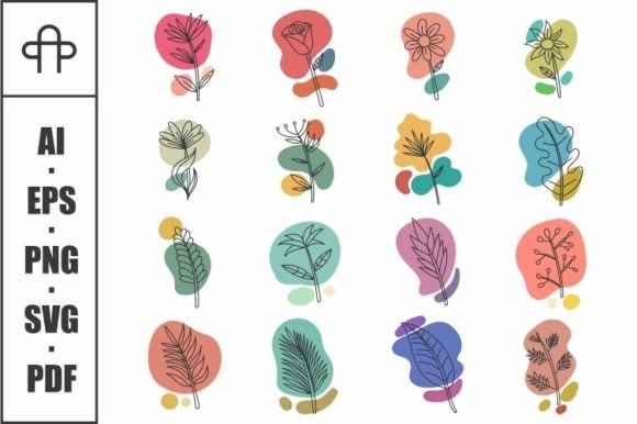 Floral Plants Boho Aesthetic Collection: Graphics & Illustrations Review