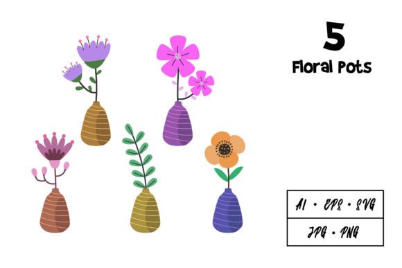 Floral Pots Graphics and Illustrations for Local Branding