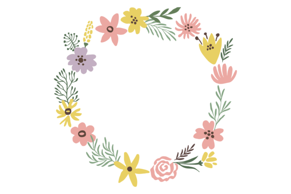Flower Branch Frame. Circular Floral Sum Review