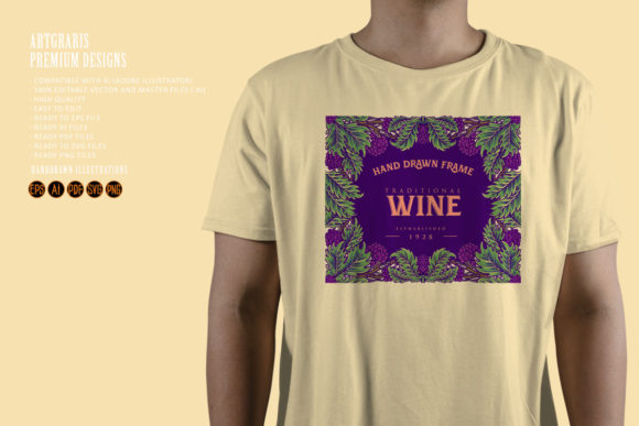 Frame Vintage Wine Labels Floral Ornate: A Graphics Review for Illustrations