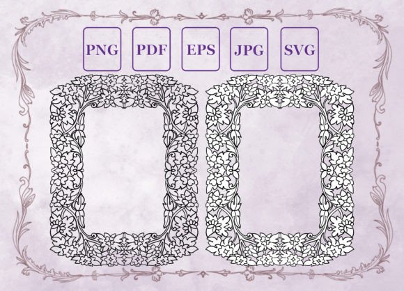 Frame with Vintage Attern Floral Design Graphics for Publishers