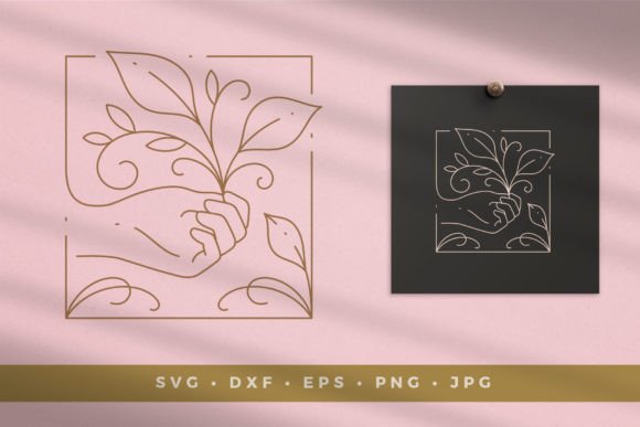 Hand in Floral Frame Line Art: A Review for Graphics and Illustrations