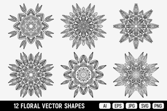 Mandala Flowers Svg, Vector Floral Shape for Graphics and Illustrations