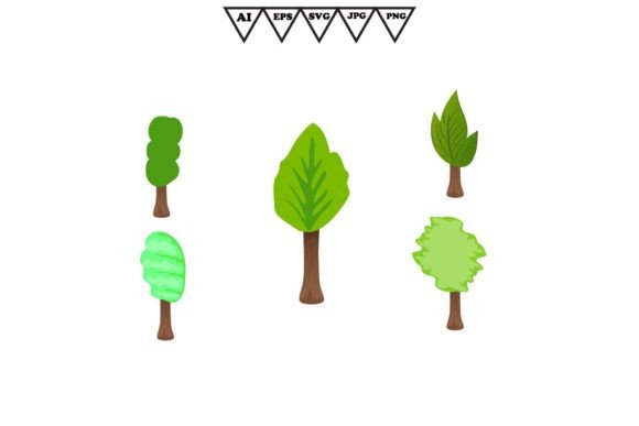 Tree Green Floral Design Graphics for Illustrations