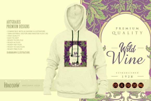 Vintage Luxury Wine Floral Labels: Premium Graphics & Illustrations